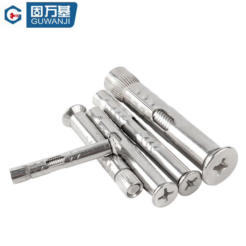 Guwanji 304 stainless steel cross countersunk head internal expansion bolt flat head built-in door and window pull-out screw national standard fastener M6*60 (5 pieces) 304 material