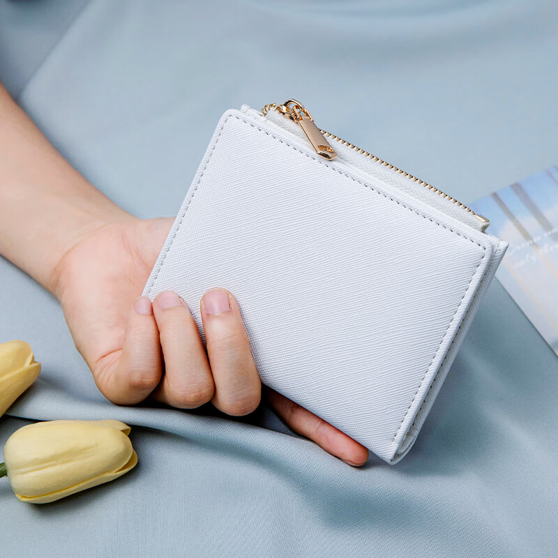 Dr. Meilun's customized logo wallet photo pattern handmade card holder for women one-in-one two-in-one niche design high-end white short regular version