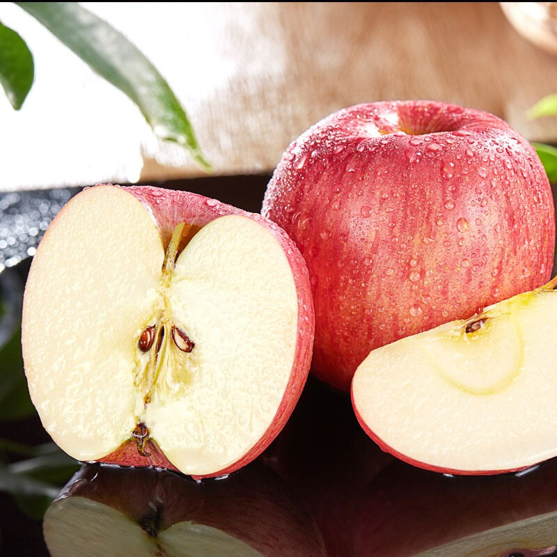 Sweet and drunk Yantai Apple Qixia Red Fuji fresh fruit fresh Shandong specialty crispy sweet whole box flat fruit gift box gift Red Fuji net weight 4.5 catties 75-80mm