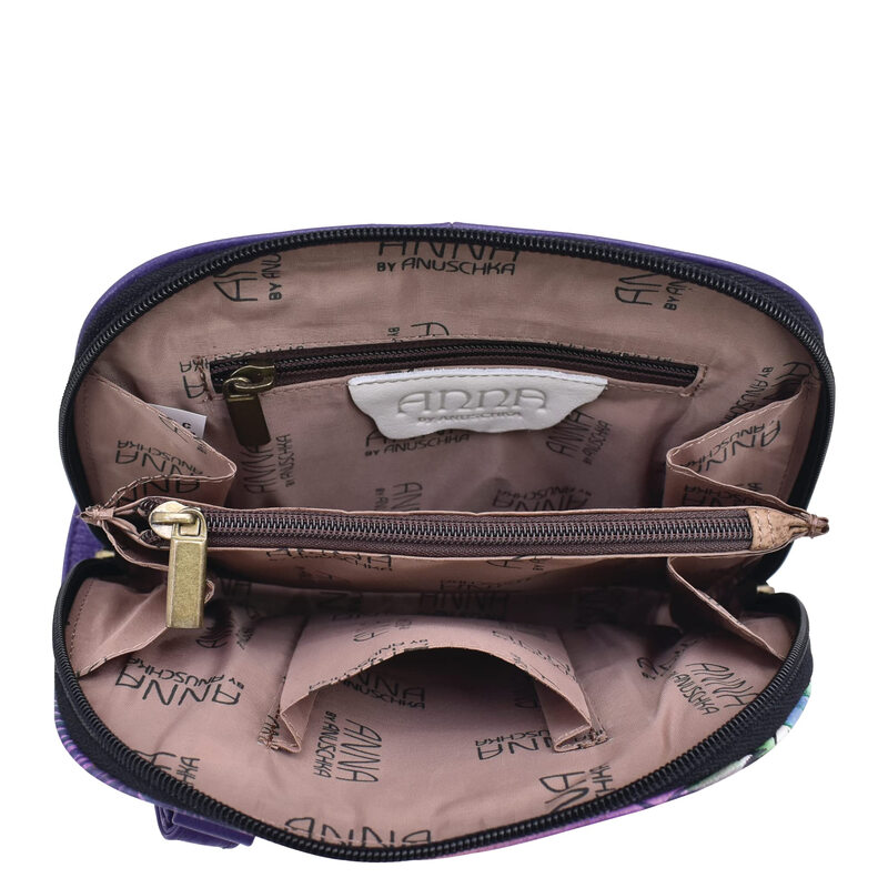 Anna by Anuschka leather three-compartment shoulder bag, Tropical Flamingo Tropical Flamingo One Size