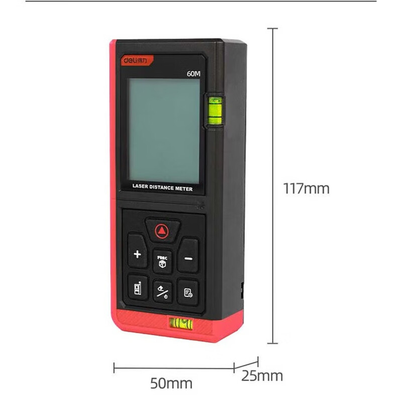 Deli Laser Distance Meter Handheld Electronic Ruler High-Precision Infrared Room Measurement Measurement Tool Double Level Bubble Rechargeable-Voice Broadcast 60M DL331040C