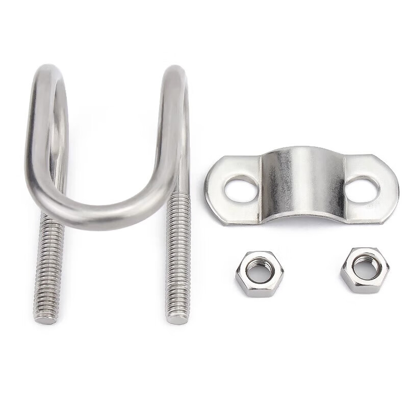 Jinchao 304 stainless steel double U-bolt screw U-shaped buckle cross water pipe clamp holder pipe clamp hoop M6*25*25-M6*6 points*6 points