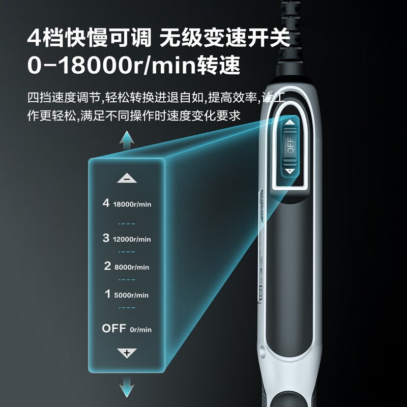 Deli electric grinder small handheld electric grinder polishing artifact jade wood carving pen tool mini electric drill with base 4 speed adjustment plus 31 pieces DL-DM03-S2