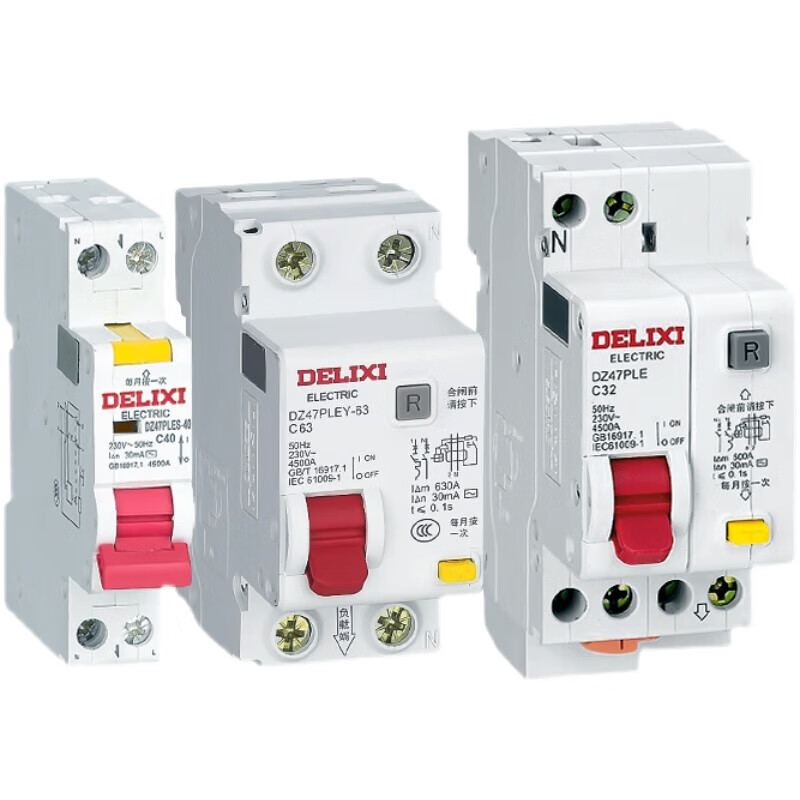 Deli leakage protection DZ47PLES single chip single hole circuit breaker 1p air switch with leakage protection 63A 1P