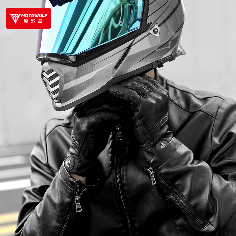 MOTOWOLF motorcycle gloves winter velvet thickening warm windproof sheepskin anti-fall motorcycle riding equipment for men and women