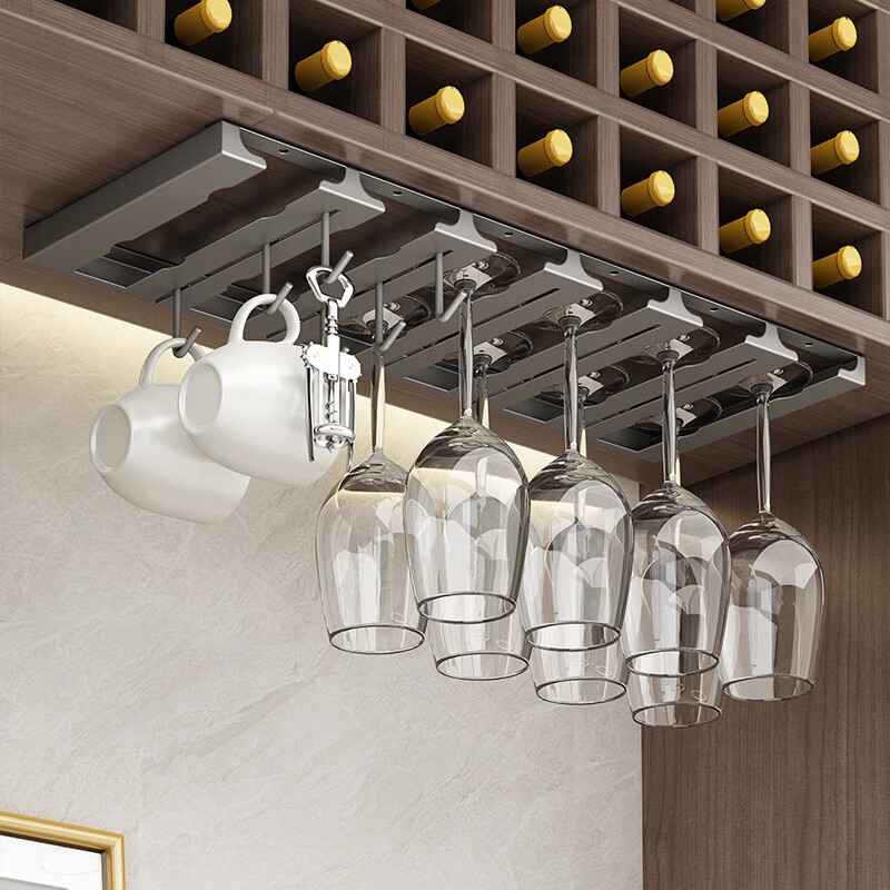 YOUQIN stainless steel red wine glass rack hanging upside down household goblets hanging storage rack high-end light luxury ornaments wine cabinet rack stainless steel red wine glass rack 6-speed - gun gray