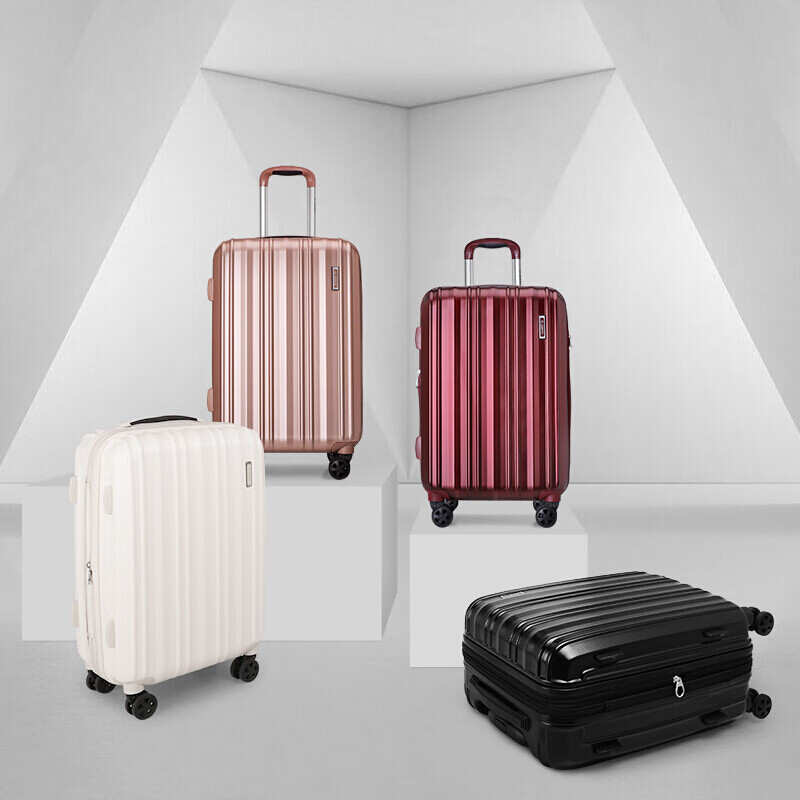 Shamit suitcase has large capacity and can be expanded. Pure PC material imported from Germany, silent universal wheel travel trolley case PC154, burgundy, expandable to 22 inches, medium and short distance 59L, needs to be checked in
