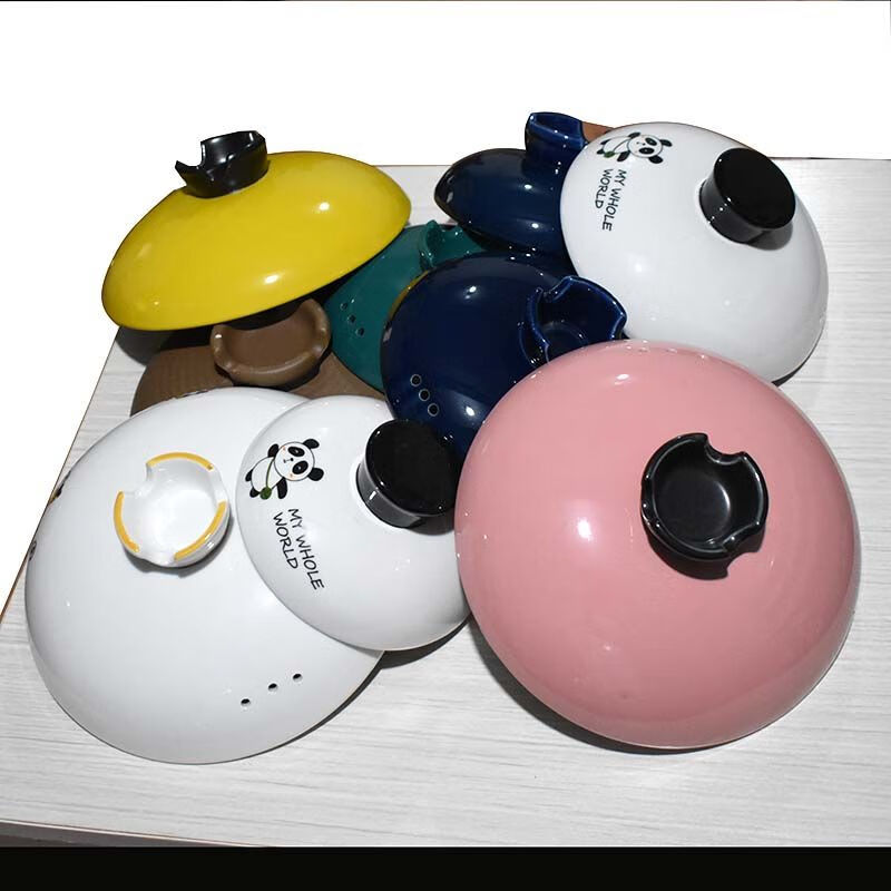 Fantasy ceramic casserole lid single lid with lid round pot lid soup pot universal soup pot accessories pure printed lid non-slip lid panda white 20cm one pack