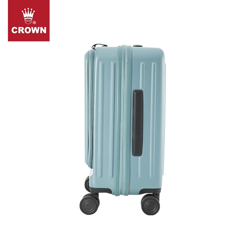 CROWN front-opening zipper suitcase, stylish travel lightweight extension trolley case 5065 sapphire color zipper 25 inches, checked luggage required