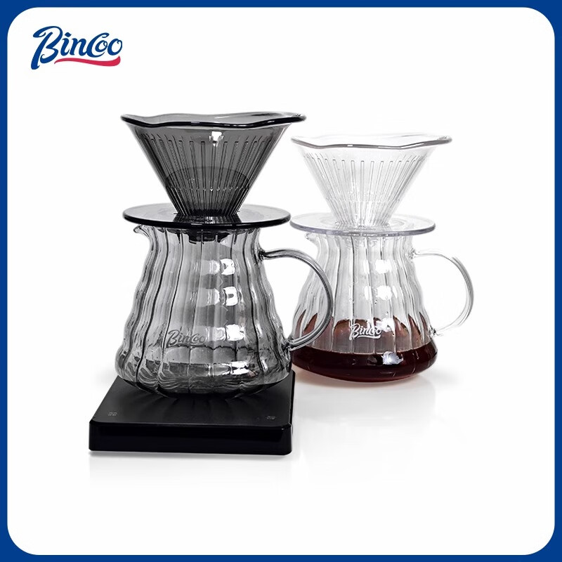BincooTritan filter cup calla lily hand brewed coffee pot set v60 grinder glass sharing pot set ash | hand brewed 3-piece set