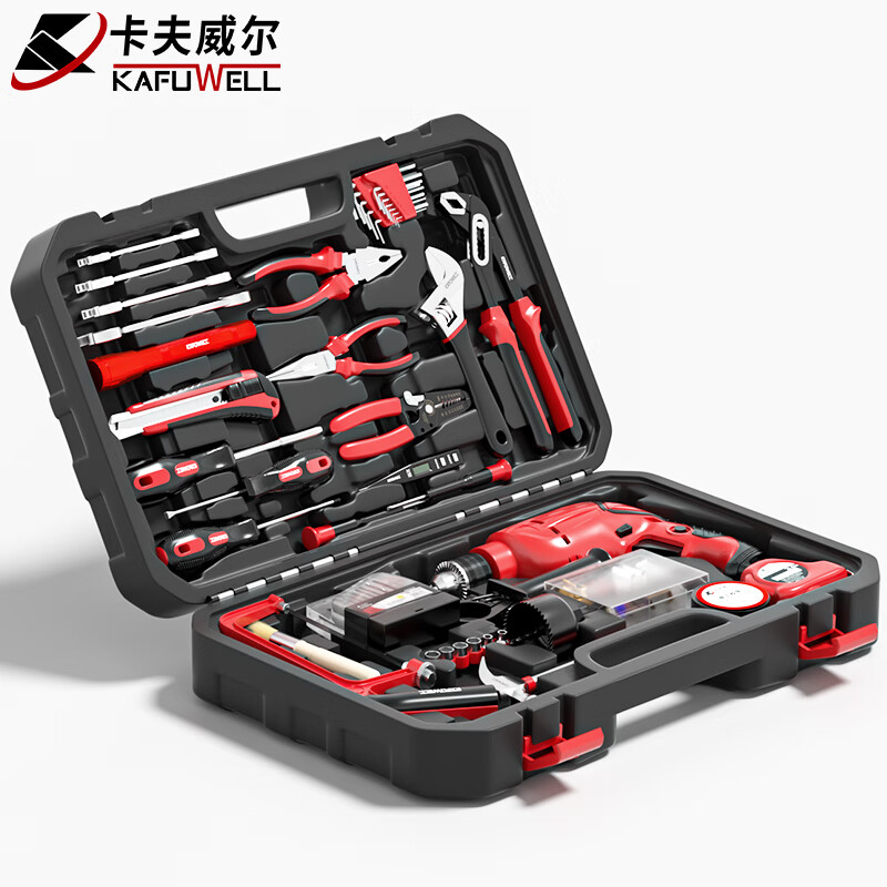 Kraftwell Impact Drill Tool Set Electric Drill Tool Box Tool Set Large Tool Set P14006A 128-piece Impact Drill Set P14006A