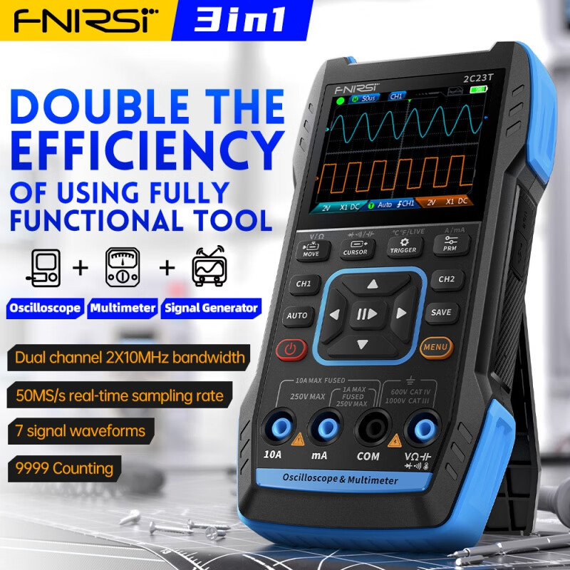 FNIRSI2C23T 3-in-1multi-function oscilloscope handheld small 2C23T(two 10X probe) Engl