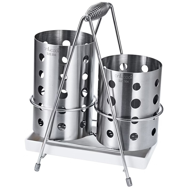 Onlycook chopstick barrel stainless steel 304 household multi-functional double barrel drain fork spoon tableware chopstick cage chopstick basket storage rack