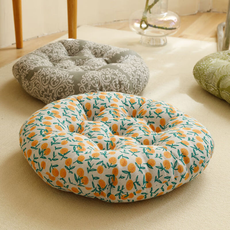 FANCYCHIC Large Cushion Large Futon Bay Window Cushion Japanese Tatami Sitting Floor Cushion Reliable Thick Cotton and Linen Style Round-Colored Trojan Diameter 45cm