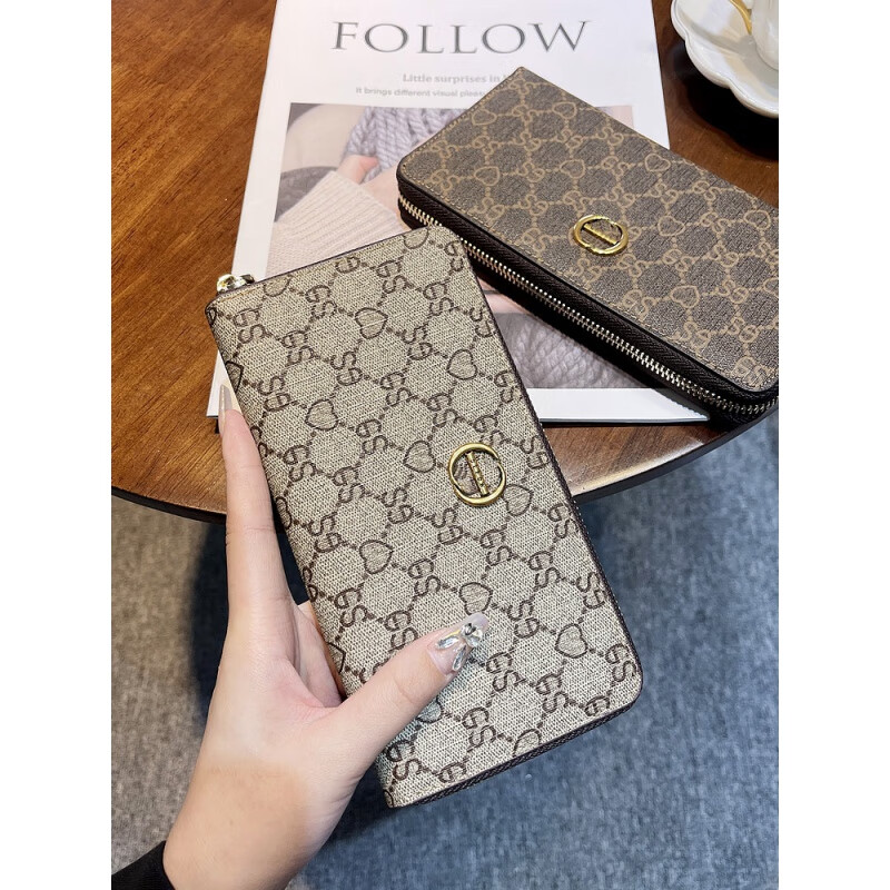 Chanel Xiaoxiang 2025 new women's wallet long genuine leather elegant clutch bag fashionable large capacity apricot color women's wallet wallet apricot color 8 card slot gift box