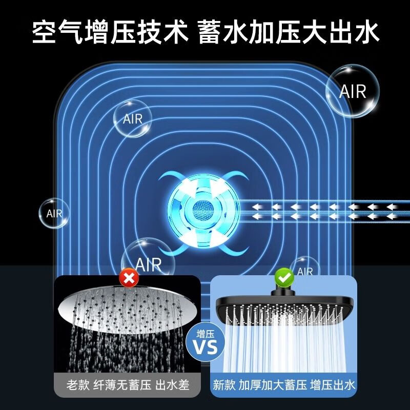 Jomoo's new supercharged shower head spray large shower bathroom single head shower home shower shower head bath set elegant silver unblocked square top spray - supercharged large