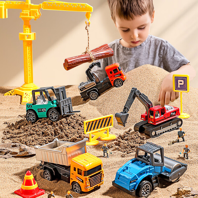 TaTanice children's alloy engineering vehicle toy excavator shovel forklift set collection car model boy New Year gift