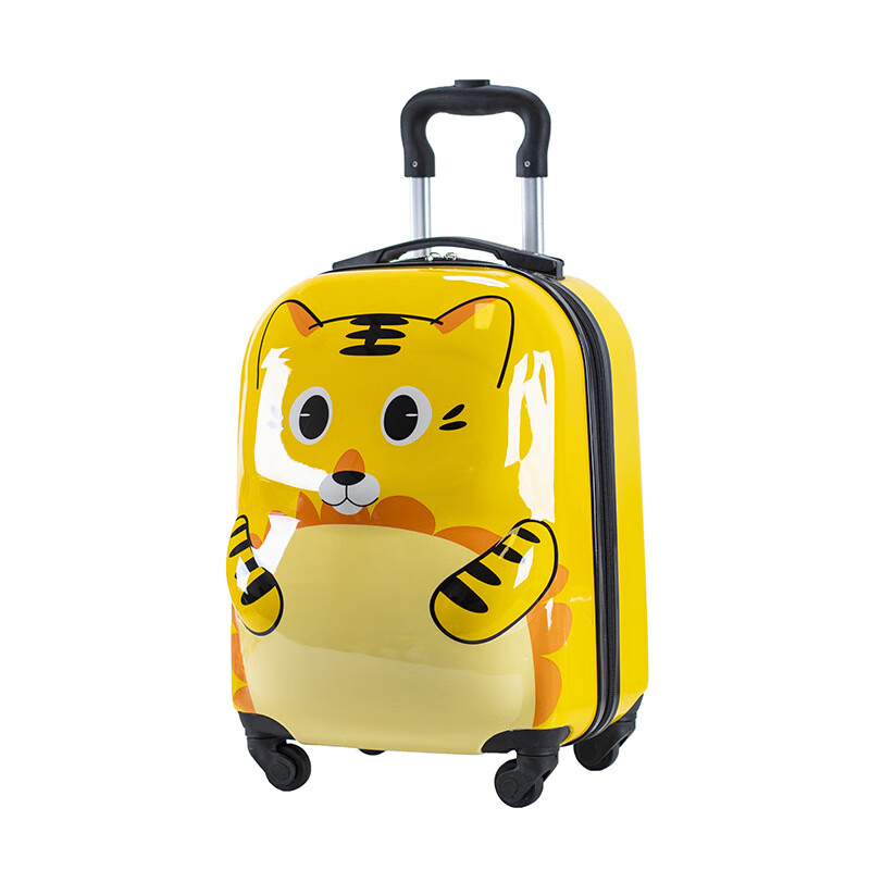 Weird Planet Cartoon Children's Trolley Case 18 Universal Wheels Suitcase Cute Animal 3D Student Suitcase Printable Tiger Style Yellow Zipper 18 Inch