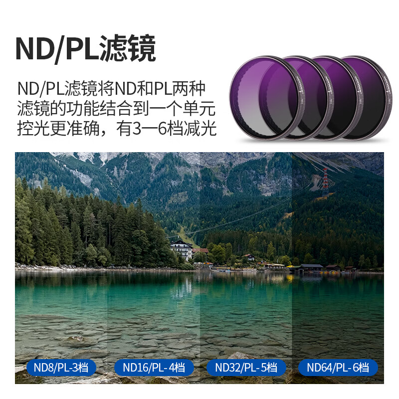 NEEWER is suitable for DJI Action4/5 Pro action camera filter 4-piece set ND8PL/ND16PL/ND32PL/ND64PL polarizing filter, light reduction filter, ND filter accessories