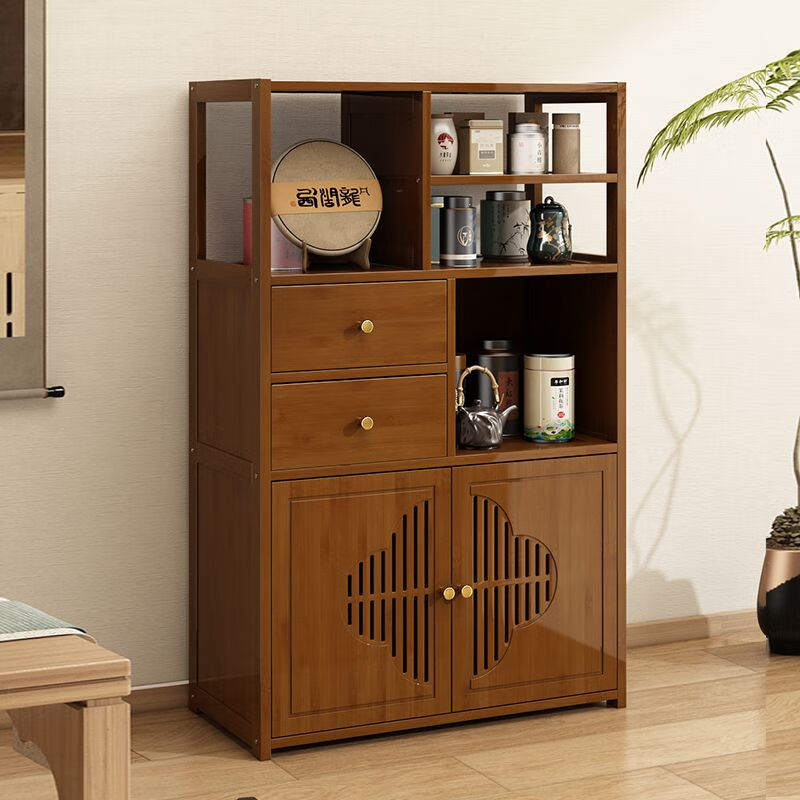 Jieshunxing tea cabinet office tea cabinet storage rack household tea cabinet tea table table side cabinet tea tea set storage storage cabinet without drawer single door three layers 35 long