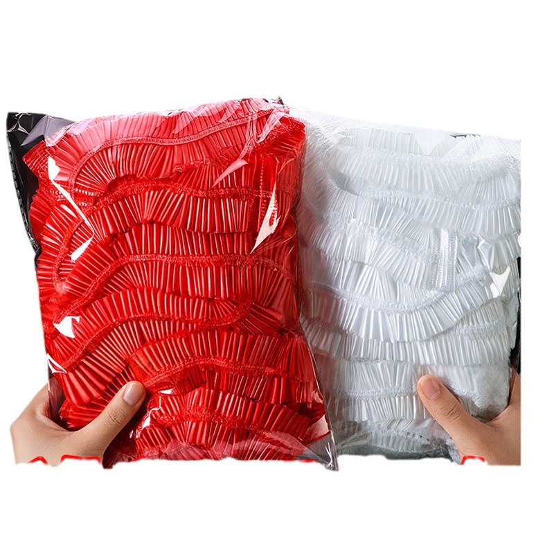 Dining table disposable tablecloth drawstring elastic band round table rectangular table plastic cloth tablecloth cover red Spring Festival white drawstring tablecloth 30 pieces suitable for diameter 1.4 meters