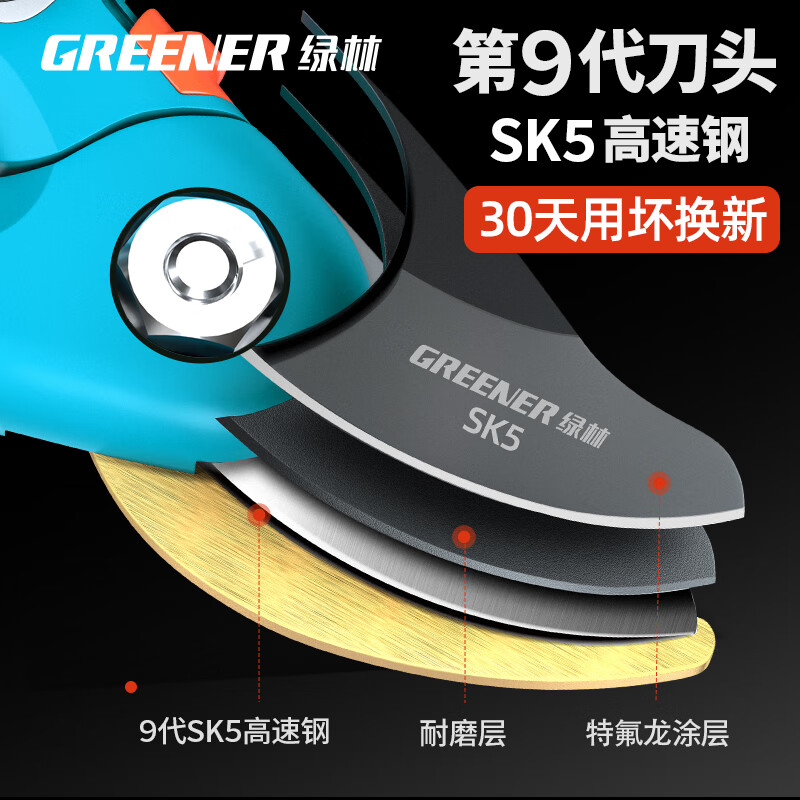 GREENER gardening scissors, fruit tree shears, pruning shears, special branch scissors, pruning branches, floral scissors, household garden pruning shears, fruit branch shears, 8-inch can cut 20mm branches-SK5 steel