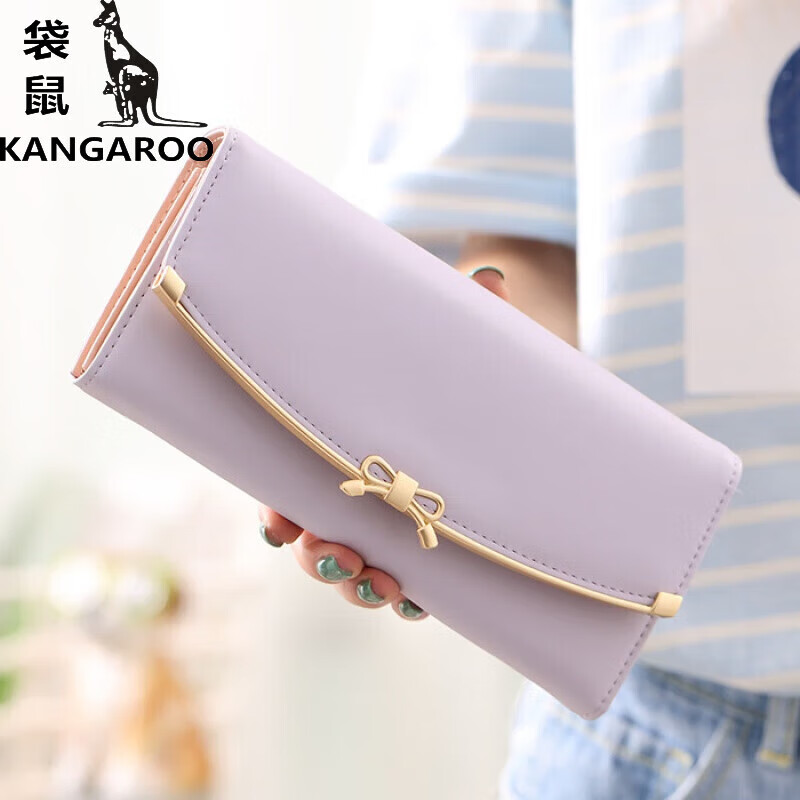 Kangaroo (KANGAROO) 2024 New Women's Wallet Women's Long Buckle Wallet Banknote Clip Multifunctional Cute Clutch Bag Women's Pink