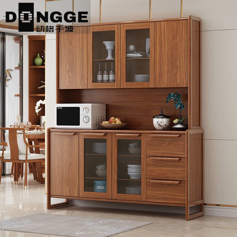 Dynamic solid wood color sideboard modern minimalist wine cabinet storage cabinet multi-functional new Chinese style kitchen storage cabinet Qiancheng A520 length 108 includes installation