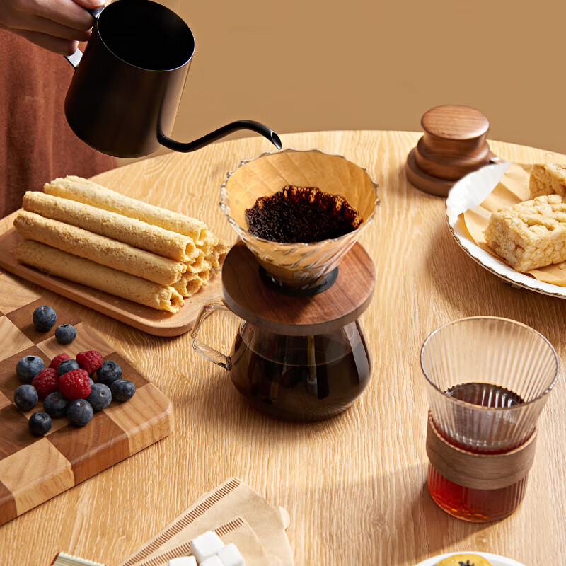 Made in Tokyo, hand-brewed coffee pot, cold-resistant tropical scale sharing pot, swirl texture cold brew filter cup set