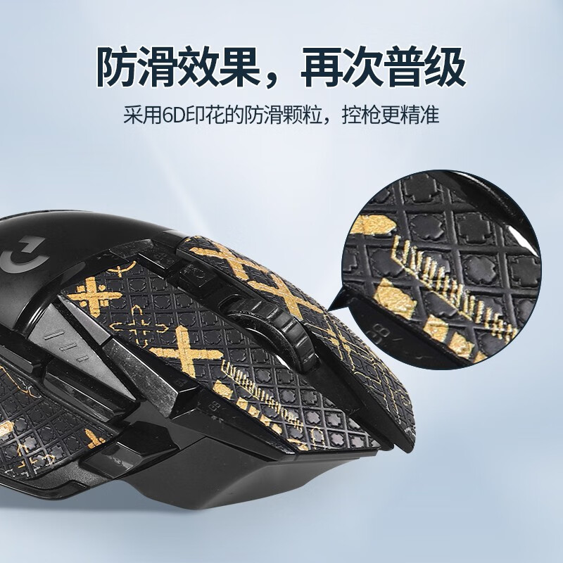 Merton is suitable for G502 mouse stickers, sweat-absorbent anti-slip stickers, G502HERO wired master, wireless creator game-specific SG joint printing set, frosted lizard skin film, all-inclusive, black snowflake pattern anti-slip stickers, including cleaning cotton