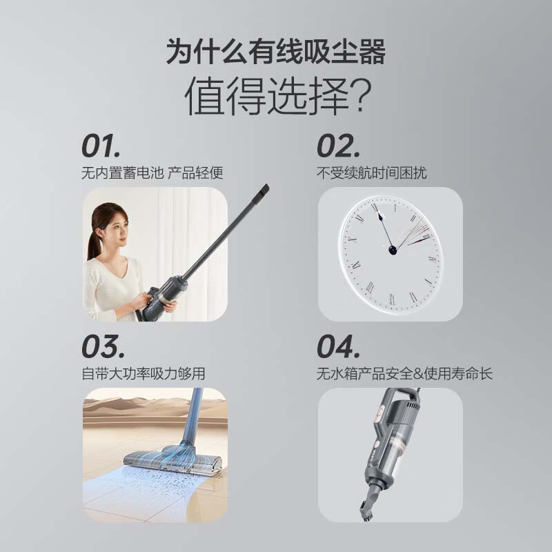 SUPOR Vacuum Cleaner Home Wired Handheld Push Rod Carpet Dual-Purpose High Suction High Power Slim Body Pet Home Suitable C3 Holiday Gift