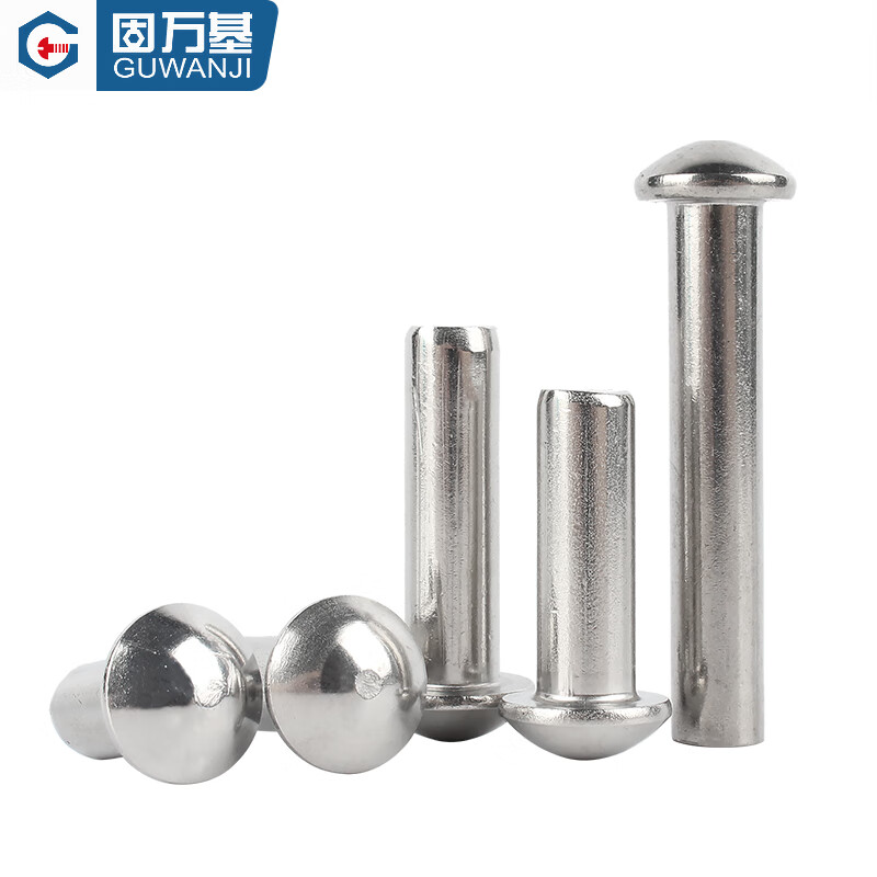 Guwanji 304 stainless steel semi-round head solid rivet GB867 hand-beating round cap rivet mushroom head rivet M2x3 100 pieces