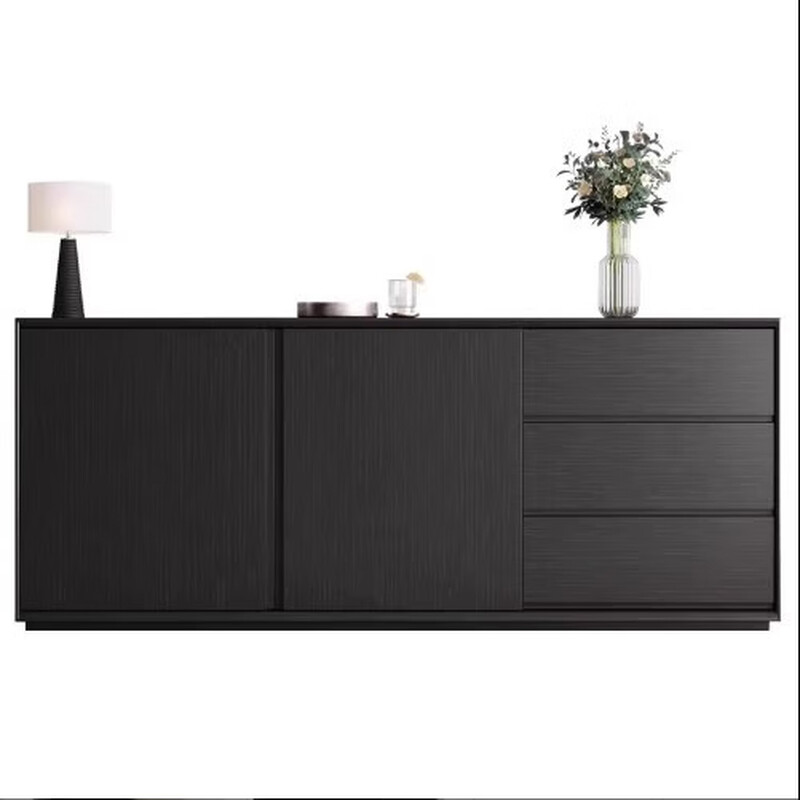 Gao Yichou minimalist sideboard modern simple solid wood wine cabinet wall-mounted tea cabinet black storage cabinet customer bedroom storage cabinet black solid wood 140x40x80cm