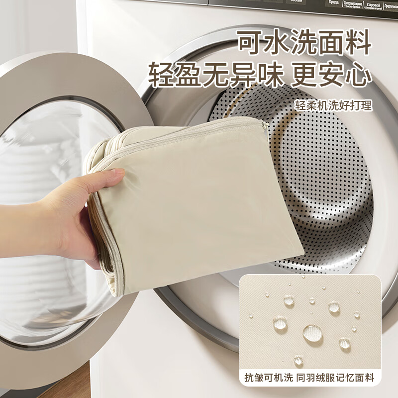 Bonnymeijia 2-pack down jacket storage bag portable travel clothes compressible suitcase quilt organizer bag beige