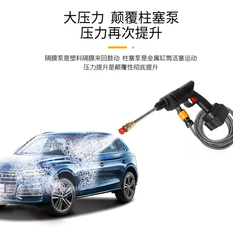 Cast solid wireless car wash water gun household high-power electric long-life rechargeable lithium battery handheld high-pressure car wash machine 96HV battery high-pressure water gun tool box