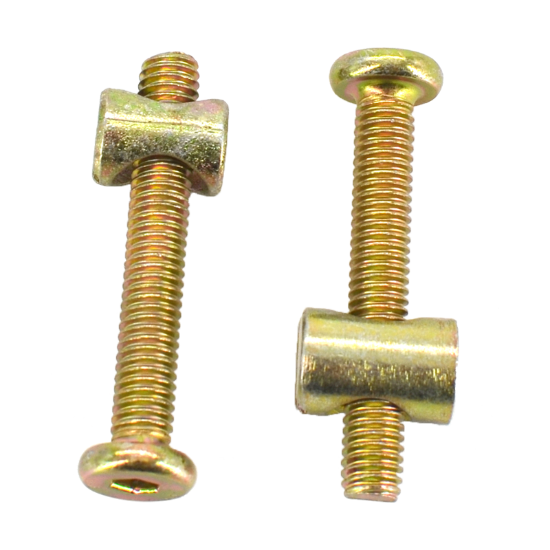 Yisi Furniture Screw and Nut Set Baby Crib Bolt Bookcase Hexagonal Screw Hammer Nut Collection M6M8 M8*110 Half Thread (5 Sets) with Cross Nuts