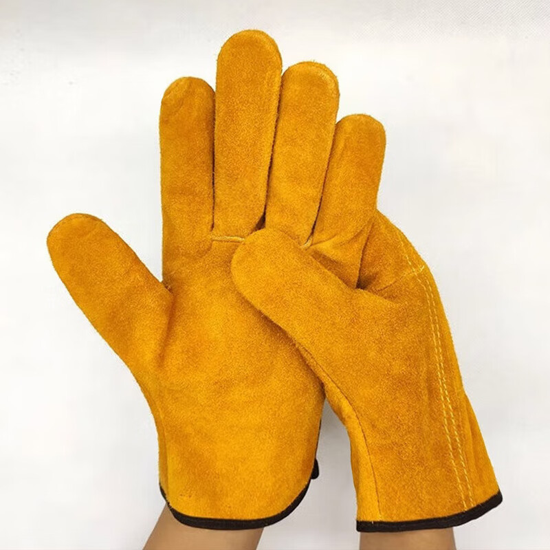 Pinzhide labor protection welding gloves, short cowhide welding gloves, high temperature resistant, anti-scalding, soft and wear-resistant, special yellow