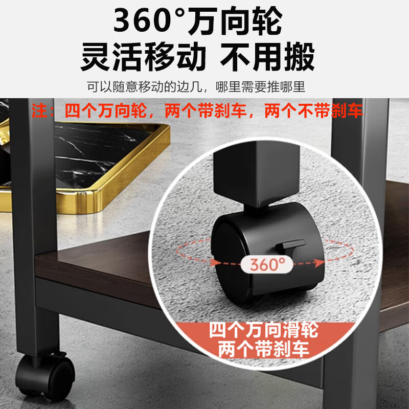 Zhuobo coffee table small table tea table mahjong table side table sofa side table storage rack tea cabinet CJ03 double layer black walnut color