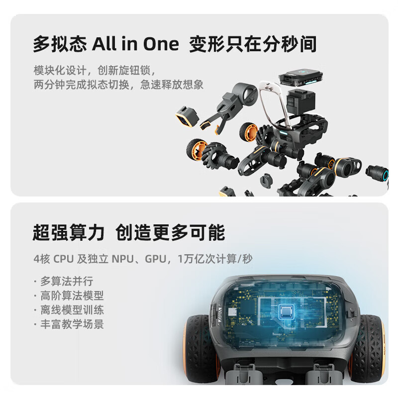UBTECH AI Artificial Intelligence Robot Bionic Alpha Robot Dog Camera Learning Toy Remote Control Smart Car Scientific Research Middle School College Vocational and Vocational Programming Competition Robot Engineering Vehicle + Wheel Car + Balance Car + Transformation Car