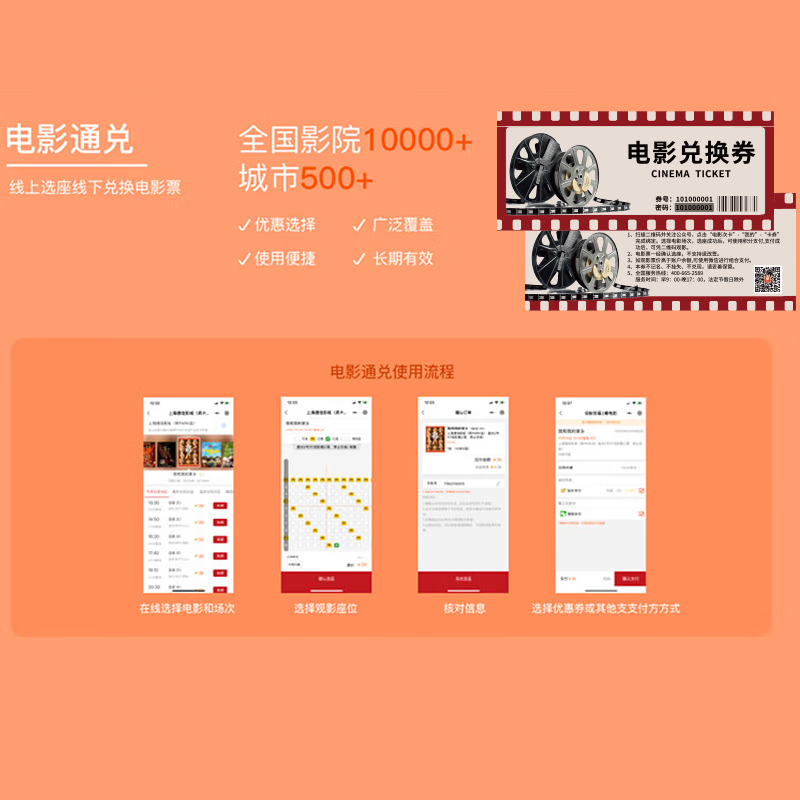 Movie ticket redemption coupon, national general physical movie coupon, online ticket purchase, corporate employee benefits, movie card purchase, 45 face value movie ticket