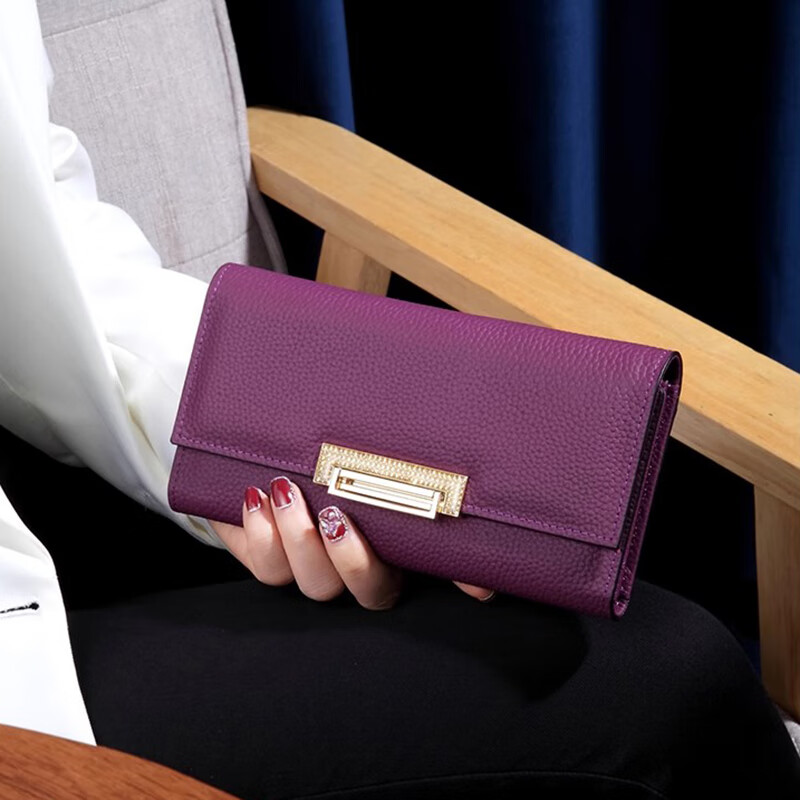 VUNIQSON long wallet for women genuine leather large capacity clutch bag fashionable folding wallet bag for mobile phone versatile hand wallet for women yellow