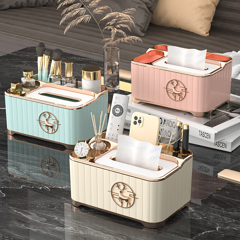 Vangas light luxury tissue storage box home living room coffee table high-end creative desktop face towel high-end napkin paper box light cream with paper support spring