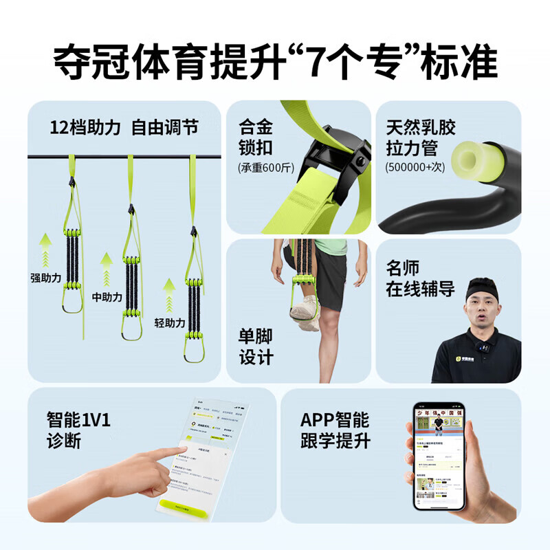Championship pull-up assist belt household horizontal bar assist device indoor fitness training assist belt elastic band elastic rope youth green double-foot version