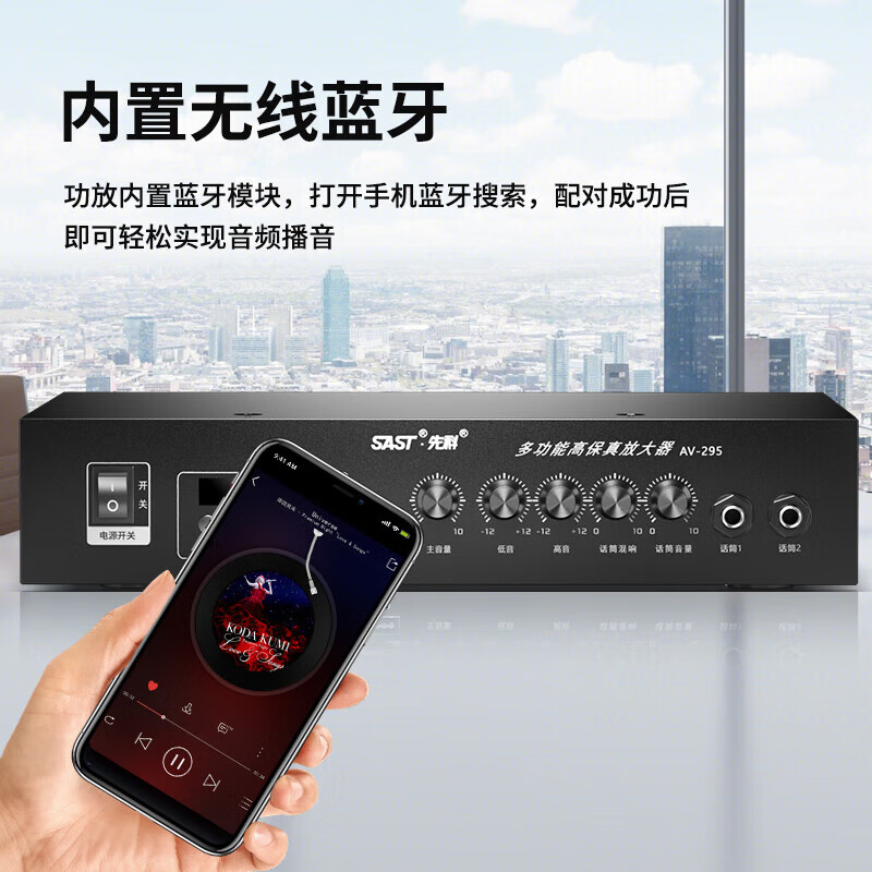 SAST AV295 home fixed resistance KTV power amplifier Bluetooth professional high power home theater conference audio amplifier fixed resistance power amplifier 100W (peak)