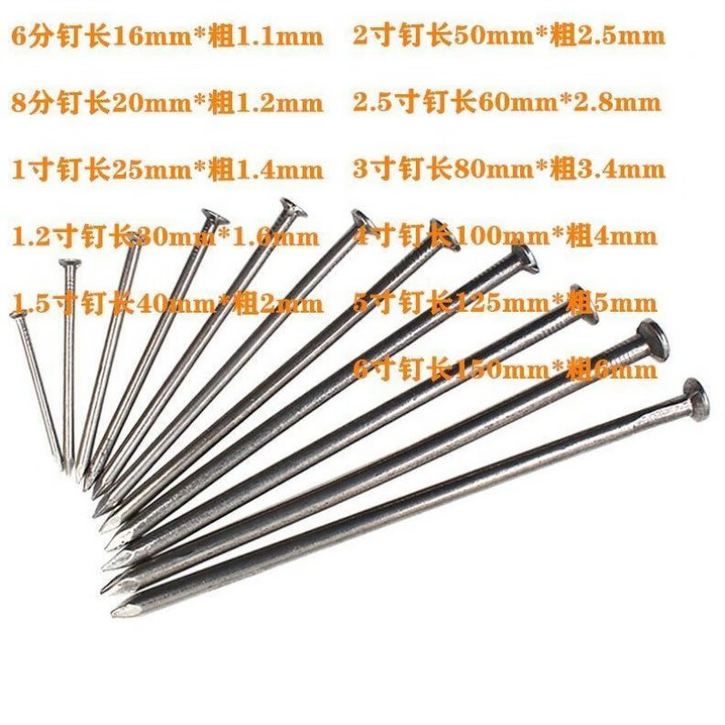 An Junsheng adds hard iron nails, woodworking nails, small nails, hand-made nails, household round nails, small foreign nails, wooden nails, 123456 inches, 500 grams per pound, 1.5 inches (4cm-cm long)