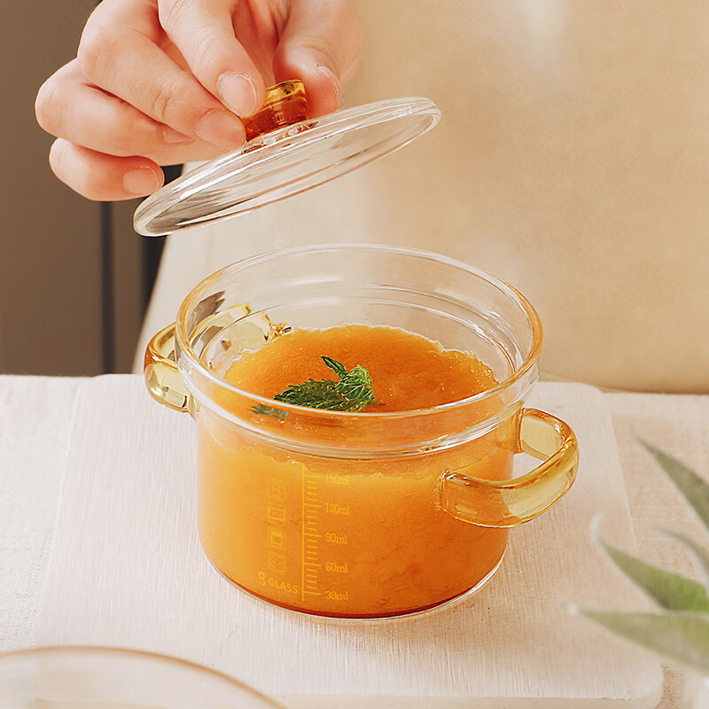 Genasi glass steamed egg bowl baby steamed egg custard double-ear water-proof stew pot with lid glass bowl bird's nest dessert bowl with scale