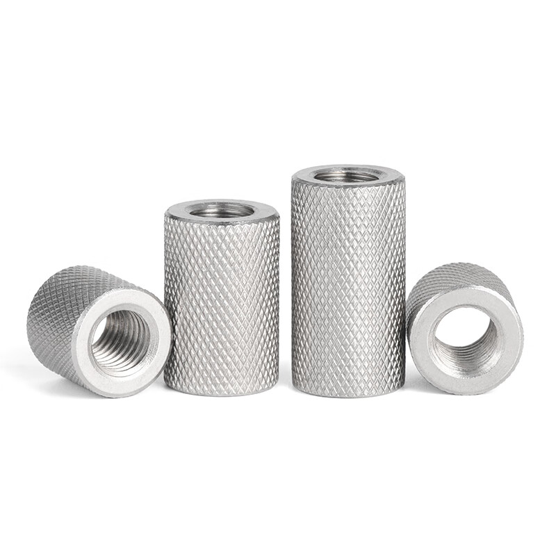 Jinggong (JINGGONG) SZ304 stainless steel extended cylindrical flat head knurled nut mesh hand screw cap M3M4M5M8M10-M16 M4*8*8 (5 pieces)