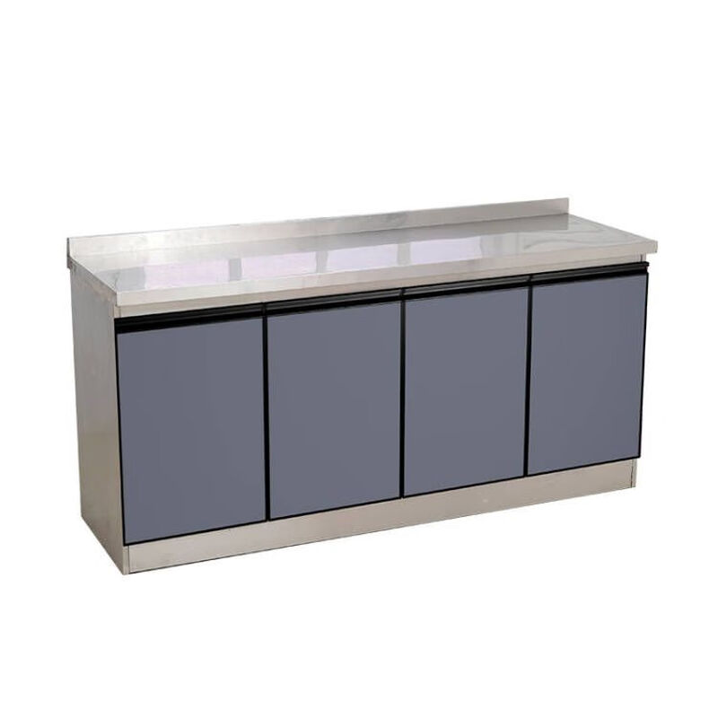 Renjuyimi stainless steel kitchen cabinets stove cabinet integrated cabinet combination household storage cupboard overall simple rental 240*50 flat cabinet