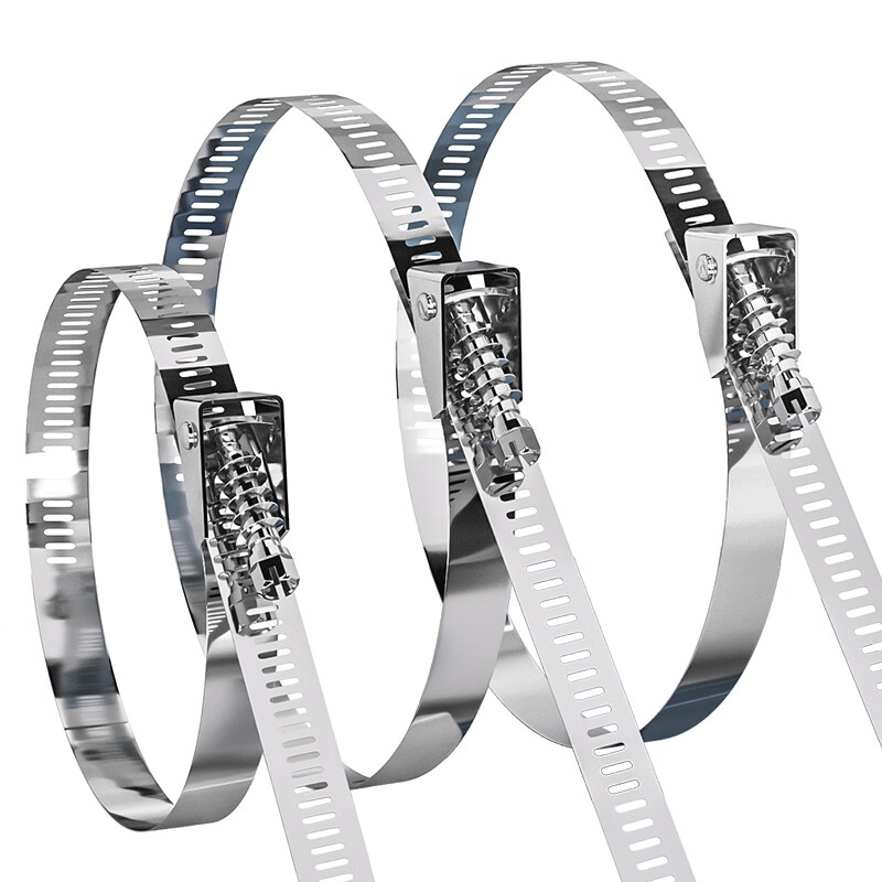 Tianzhuo Hardware 304 stainless steel live buckle cable tie clamp throat hoop pipe hoop clamp water pipe range hood gas pipe metal buckle 12.5*200*0.6mm 1 piece