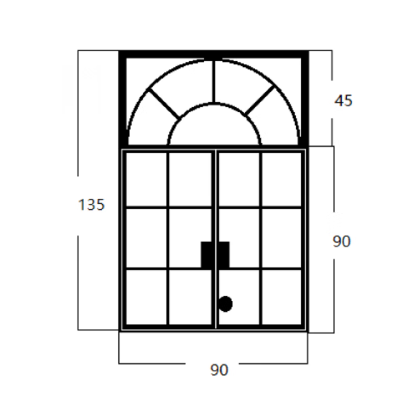 Vinoa French retro wrought iron steel window indoor partition window loft decorative art Changhong glass casement window customization width 90 height 135 style one with transparent glass